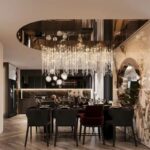 D0091 Dutti LED Modern Line Water Drops Crystal Chandelier for Dining Room, Restaurant, Kitchen