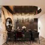 D0091 Dutti LED Modern Line Water Drops Crystal Chandelier for Dining Room, Restaurant, Kitchen