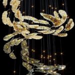 D0092 Dutti LED Modern Brass Feather Chandelier for Dining Room, Restaurant, Ballroom, Lobby, Showroom