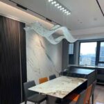 D0109 Dutti LED Brass Crystal Wave Modern Chandelier for Dining Room, Restaurant, Bar, Ballroom