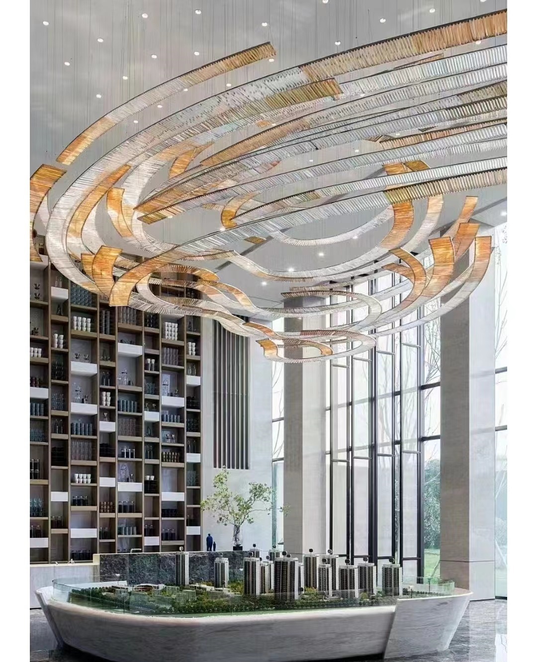 Dutti LED Non-standard Modern chandelier Wave Glass pendant ceiling lighting custom for Showroom 
